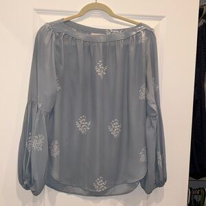 LOFT Blue Floral Blouse